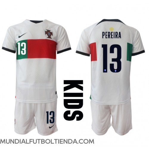Camiseta Portugal Danilo Pereira #13 Segunda Equipación Replica Mundial 2022 para niños mangas cortas (+ Pantalones cortos)